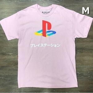 売切り【正規新品】PlayStation オフィシャル ロゴ プリントTシャツ トップス カットソー 【M】ピンク 新品 アメリカ買い付け 180720