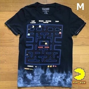 売切り【正規新品】BANDAI バンダイ PAC-MAN パックマン プリントTシャツ カットソー タイダイ【M】黒 新品 アメリカ買い付け 180720