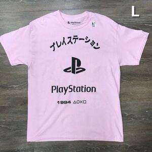 売切り【正規新品】PlayStation オフィシャル Tシャツ ファミリーマーク シェイプス ゲーム 半袖【L】ピンク 新品 アメリカ買い付け 180720