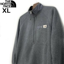 1円～!売切!【正規新品】THE NORTH FACE◆GORDON LYONS 1/4ZIP フリース プルオーバー US限定 厚手ニット 茶タグ(XL)グレー 181024-35_画像1