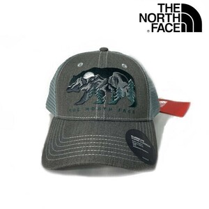 1円～!売切!【正規新品】THE NORTH FACE◆EMBROIDERED TRUCKER 帽子 キャップ US限定 クマ 刺繍 メッシュ 男女兼用(OS)グレー 180623-10