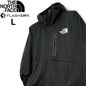 1円～!売切!【正規新品】THE NORTH FACE◆PIONEER PEAK FULLZIP HOODIE トラックジャケット パーカー US限定 速乾 裏起毛(L)黒 180915-45