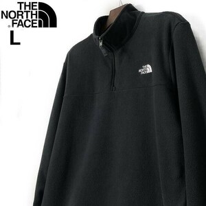 1円～!売切!【正規新品】THE NORTH FACE◆ANCHOR 1/4 ZIP JACKET フリース US限定 軽量 男女兼用 ロゴ刺繍 アウトドア(L)黒 181024-35