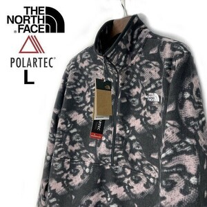 1円～!売切!【正規新品】THE NORTH FACE◆ALPINE POLARTEC 100 1/2 ZIP フリース 軽量 US限定 ポーラテック(L)グレー 総柄 181024-35