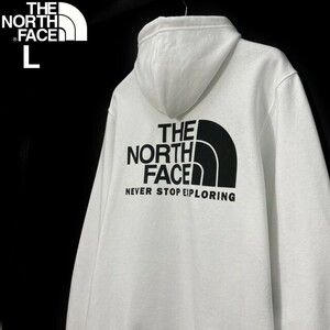 1円～!売切!【正規新品】THE NORTH FACE◆THROWBACK HOODIE プルオーバー パーカー US限定 ロゴプリント 裏起毛 男女兼用(L)白 181130-30