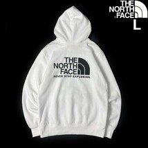 1円～!売切!【正規新品】THE NORTH FACE◆THROWBACK HOODIE プルオーバー パーカー US限定 ロゴプリント 裏起毛 男女兼用(L)白 181130-30_画像2