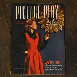 0692 洋書 雑誌 1940年 Picture Play 12月号 1940s ニュース 写真 ファッション 美容 貴重資料 ヴィンテージの画像1