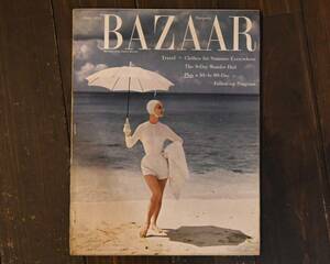 0723　洋書 雑誌 1954年 Harper's Bazaar 6月 ファッション 旅行 貴重資料　ヴィンテージ