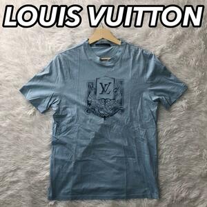 LOUIS VUITTON ルイ ヴィトン ルイスビトン ビィ 半袖Tシャツ レディース 女性 プリント ブランドロゴ 水色 M 