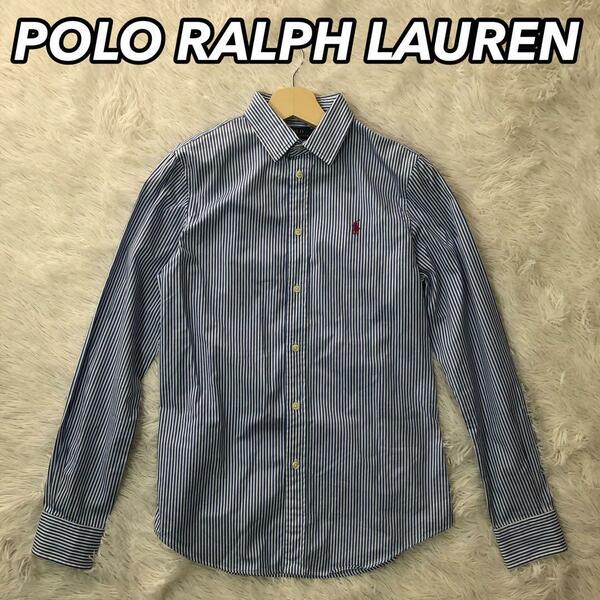 POLO RALPH LAUREN ポロラルフローレン 長袖 シャツ カットソー ブラウス カスタムフィット 女性 レディース ストライプ L相当 6 11号