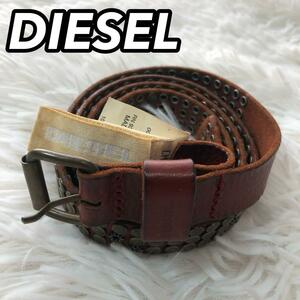 DIESEL ディーゼル アクセサリー ベルト レザー ITALY製 イタリア レッド 赤色 約100センチ レディース 女性 メンズ 男性