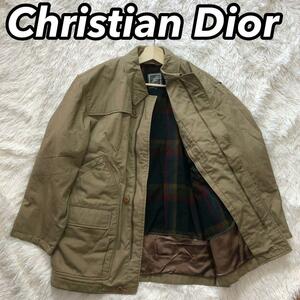 Christian Dior クリスティアンディオール 中綿ジャケット コート ライナー付 裏地チェック M ベージュ 男性 メンズ