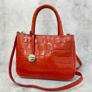 FURLA フルラ クロコ型押し レザー ハンドバッグ ショルダーバッグ 2WAY