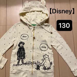 【Disney】クラシック　くまのプーさん 130 　アウター　ジャケット　パーカー 耳付き　トップス　バックプリント　子供服