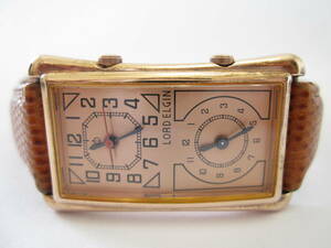 【YT-TC33-9】LORD ELGIN/ロードエルジン DUAL TIME、デュアルタイム 3針QZ、2針QZ ピンクオレンジ系文字盤 稼働品