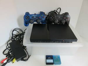 PlayStation2　本体　SCPH-70000　ブラック　PS2　コントローラー　メモリーカード　付属品有り　通電　ケース付