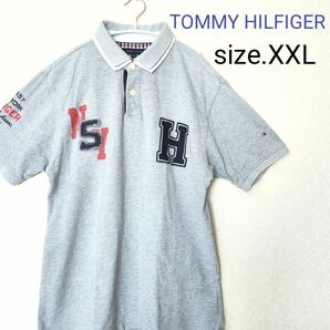 TOMMY HILFIGER トミーヒルフィガー ポロシャツ 2枚襟 刺繍ロゴ ワッペンロゴ size.XXL
