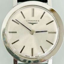 【稼働品 】LONGINES ロンジン 手巻き ステンレススチール×レザー レディース シルバー文字盤 腕時計 _画像2