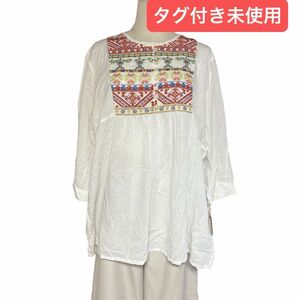 pm327.2 【タグ付き未使用品】 pyumosso レディース チュニック ワンピース 刺繍 インド アジアン 春夏 透け感 