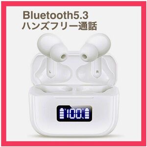 【大特価】 ワイヤレスイヤホン Bluetooth5.3 ハンズフリー通話 自動ペアリング Hi-Fi音質 ホワイト