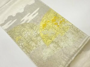 ys6942676; 宗sou 金銀彩山並みに荒波模様刺繍袋帯【着】