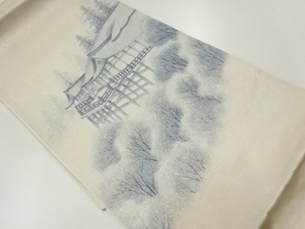 ys6944169 ; Sou Oeuvre de l'artiste Motif Kiyomizu-dera peint à la main Fukuro-obi [Recyclé] [Porter], groupe, Obi, Prêt à l'emploi