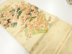 ys6948183; 宗sou 松梅に牡丹・寺院模様織出し名古屋帯（材料）【アンティーク】【着】