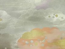 ys6959549; 宗sou 雲に色紙散らし模様織出し袋帯【リサイクル】【着】_画像3