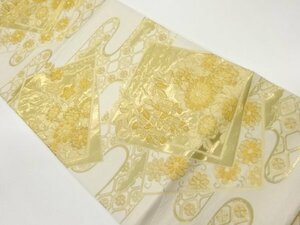 ys6964066; 宗sou 本金箔色紙に花々・ヱ霞・花菱模様織出し袋帯【着】