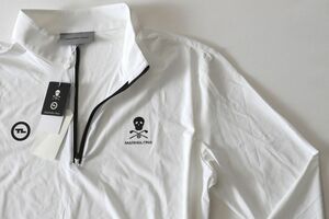 正規★MARK&LONA マーク＆ロナ★TL-Q Zip Tops ハーフジップロングスリーブシャツ48★L【MXM-3B-AC01】ホワイト白【本物保証】難あり