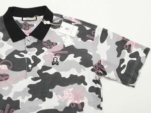 1円★MARK&LONA マーク＆ロナ★Affection Polo スカルカモフラージュ柄ポロシャツ★L【MLM-1B-AP07】ブラック黒【本物保証】レア★完売