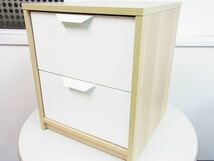 中古品★IKEA イケア★2段引き出しサイドチェスト★ベッドサイドテーブル【ASKVOLL アスクヴォル】ベージュ肌色ホワイト白★組立済★幅41cm_画像3