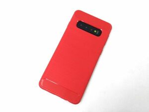 Galaxy S10 SC-03L SCV41 ソフトケース カーボン カバー TPU レッド