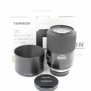 元箱、おまけのフード付き。★新品級★ TAMRON タムロン SP 90mm F2.8 Di MACRO 1:1 VC USD ニコン用 (Model F017)