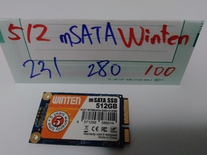 ■ SSD mSATA ■ 512GB （231時間）　Winten　正常判定　送料無料