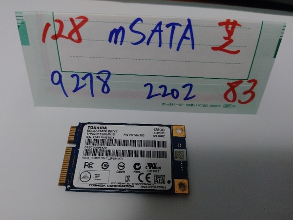 ■ SSD mSATA ■ 128GB （9278時間）　東芝　正常判定　送料無料