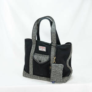 【美品】Harris Tweed　ハリスツイード　ハンドバッグ　A4可　黒