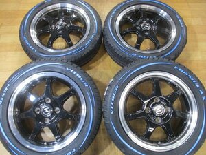 そこそこ綺麗! 軽四 S-HOLD ホイール 新品 ホワイトレター 4本 14インチ 155/65R14 ワゴンR スペーシア タント デイズ N-BOX N-ONE 軽トラ