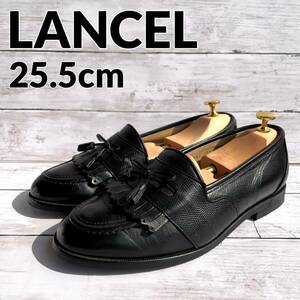 LANCEL ランセル　25.5 cm タッセルローファー ブラック キルト