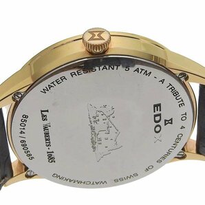 1円 gg EDOX エドックス レヴォベール メンズ オートマ 85014 レザーの画像4