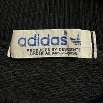 アディダス adidas 70s～80s デサント製 鹿の子 ボーダー 長袖 ラグラン ニット(L)ブラック/古着卸_画像3