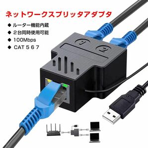 LAN分岐 100Mbps LANポート増設 拡張 アダプター RJ45 ラン中継コネクタ lanハブ2ポート ルーター ネット