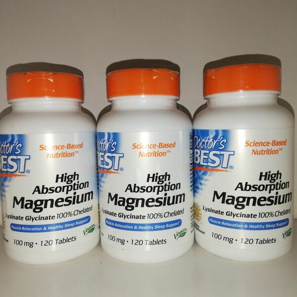 【3個セット】高吸収マグネシウム100mg 120粒 グリシン酸リジン酸キレートマグネシウム Doctor's Best