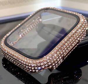 Apple Watchpave silver case belt Kirakira luxury whole surface protection rose Gold cover 