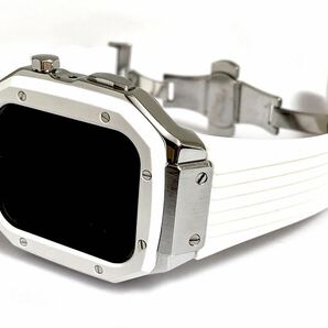 アップルウォッチカスタム ケース＆バンド一体型 ラバーベルト Apple Watch ゴールデンコンセプト(GoldenConcept)風カバー白の画像5