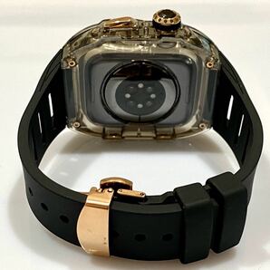Apple Watch カバー ケース アップルウォッチ ラバー ベルト バンド 44mm/BBR 5Aブラックジルコニアの画像4
