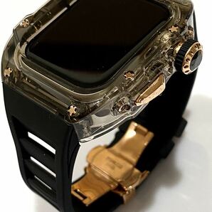 Apple Watch カバー ケース アップルウォッチ ラバー ベルト バンド 44mm/BBR 5Aブラックジルコニアの画像7