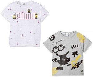 プーマ ミニオンズ コラボ キッズ 半袖Tシャツ 2枚セット 128 ホワイト グレー Minions 子供用 女の子 ジュニア 送料370円