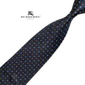 BURBERRY OF LONDON 高級ネクタイ パターン柄 ダークネイビー系 ホースロゴ柄 USED バーバリー メンズ服飾小物 ネコポス可 中古 t845