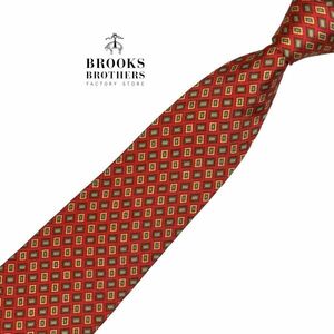 Brooks Brothers 高級ネクタイ 小紋柄 レッド系 USA製 ブルックスブラザーズ USED t920